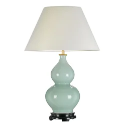 Elstead Tischlampe Keramik Stoff in Grün Ecru 64 cm Klassisch E27< Tischlampen|Schlafzimmer Lampen