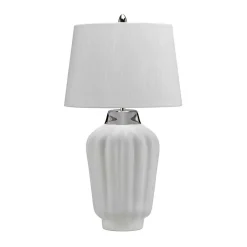 Tischlampen|Schlafzimmer Lampen*Elstead Tischlampe Keramik Stoff E27 56,2 cm hoch OLWEN