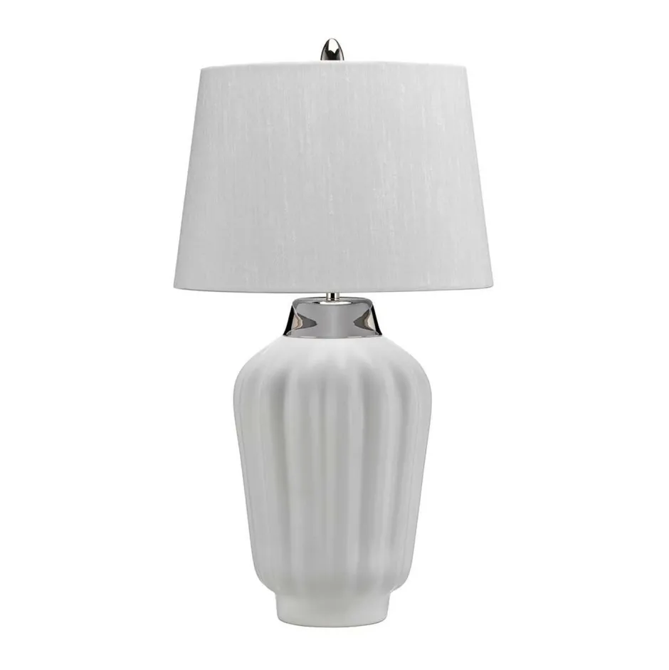 Tischlampen|Schlafzimmer Lampen*Elstead Tischlampe Keramik Stoff E27 56,2 cm hoch OLWEN