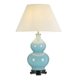 Tischlampen|Schlafzimmer Lampen*Elstead Tischlampe Keramik Stoff Hellblau Stoff 64 cm hoch