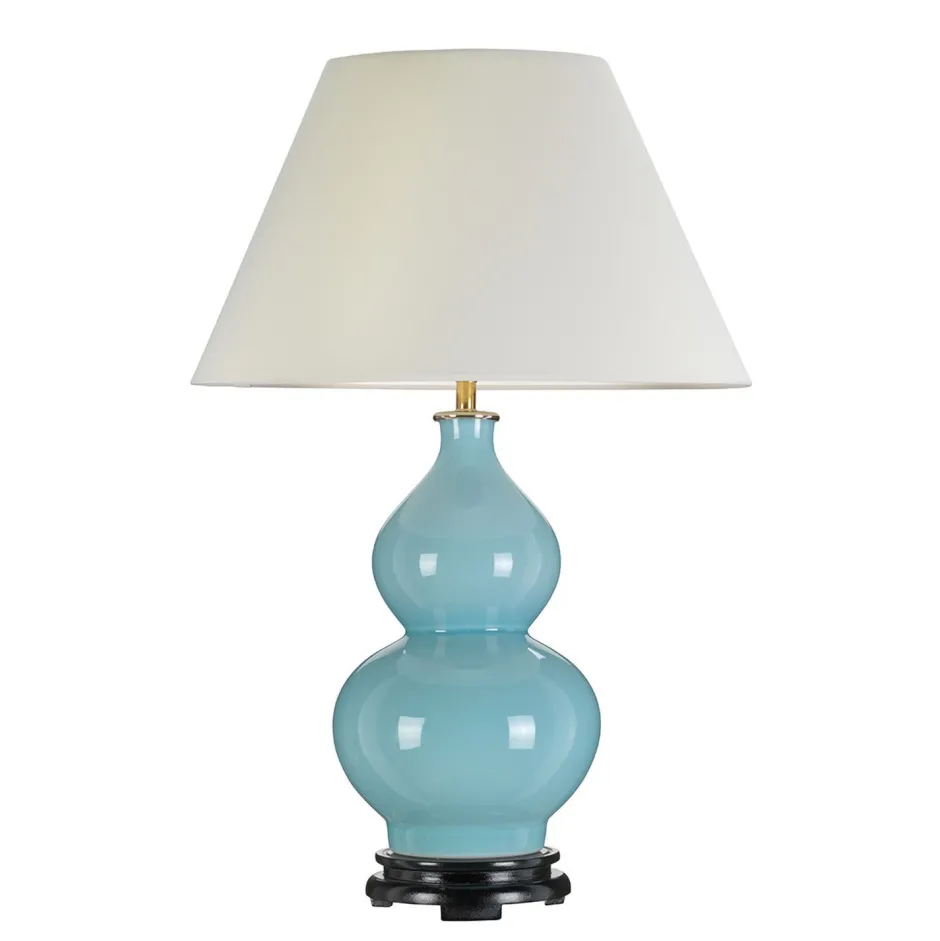 Tischlampen|Schlafzimmer Lampen*Elstead Tischlampe Keramik Stoff Hellblau Stoff 64 cm hoch