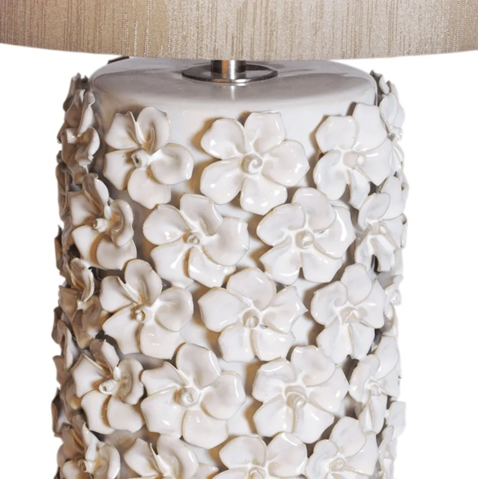 By Rydéns Tischlampe Keramik Stoff 54,5 cm hoch Beige E27 Floral< Wohnzimmerlampen|Schlafzimmer Lampen