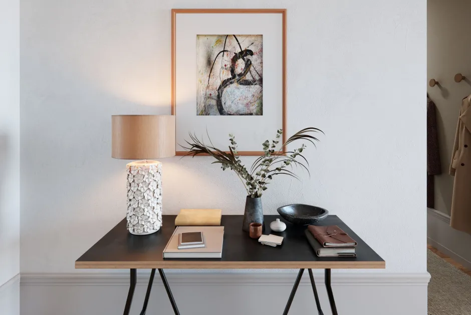 By Rydéns Tischlampe Keramik Stoff 54,5 cm hoch Beige E27 Floral< Wohnzimmerlampen|Schlafzimmer Lampen