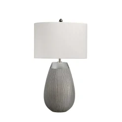 Tischlampen|Schlafzimmer Lampen*Elstead Tischlampe Keramik Stoff 54 cm E27 Modern in Silber Grau