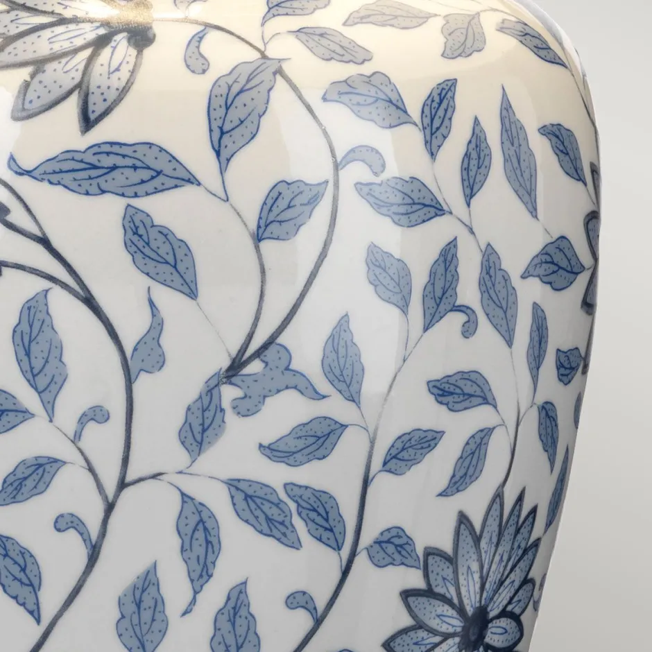 Elstead Tischlampe Keramik Stoff E27 65 cm Blau Weiß Klassisch< Stofflampen|Keramiklampen