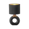Just Light Tischlampe Keramik Stoff 30 cm E27 Schwarz Gold Modern< Wohnzimmerlampen|Schlafzimmer Lampen