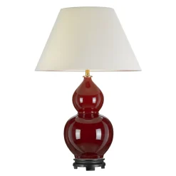 Tischlampen|Schlafzimmer Lampen*Elstead Tischlampe Keramik Stoff 64 cm in Rot Ecru Klassisch
