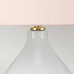 Elstead Tischlampe Keramik Stoff 64 cm E27 Retro Rosa Weiß< Schlafzimmer Lampen|Stofflampen