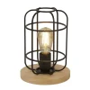 Searchlight Tischlampe klein H: 24,5 cm Ø 18 cm E27 Metall Holz< Retro Lampen|Tischlampen
