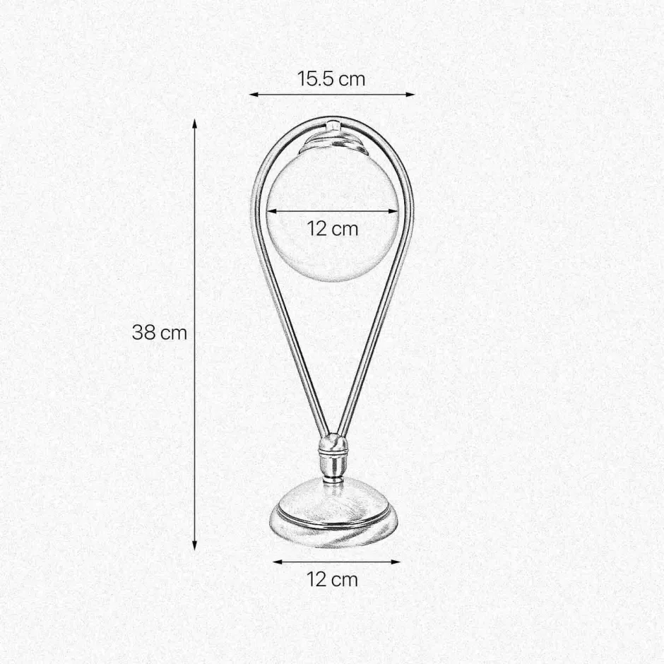 Giovanni Battista Tischlampe Messing Glas 38 cm in Bronze hell Weiß E14< Tischlampen|Badezimmer Lampe