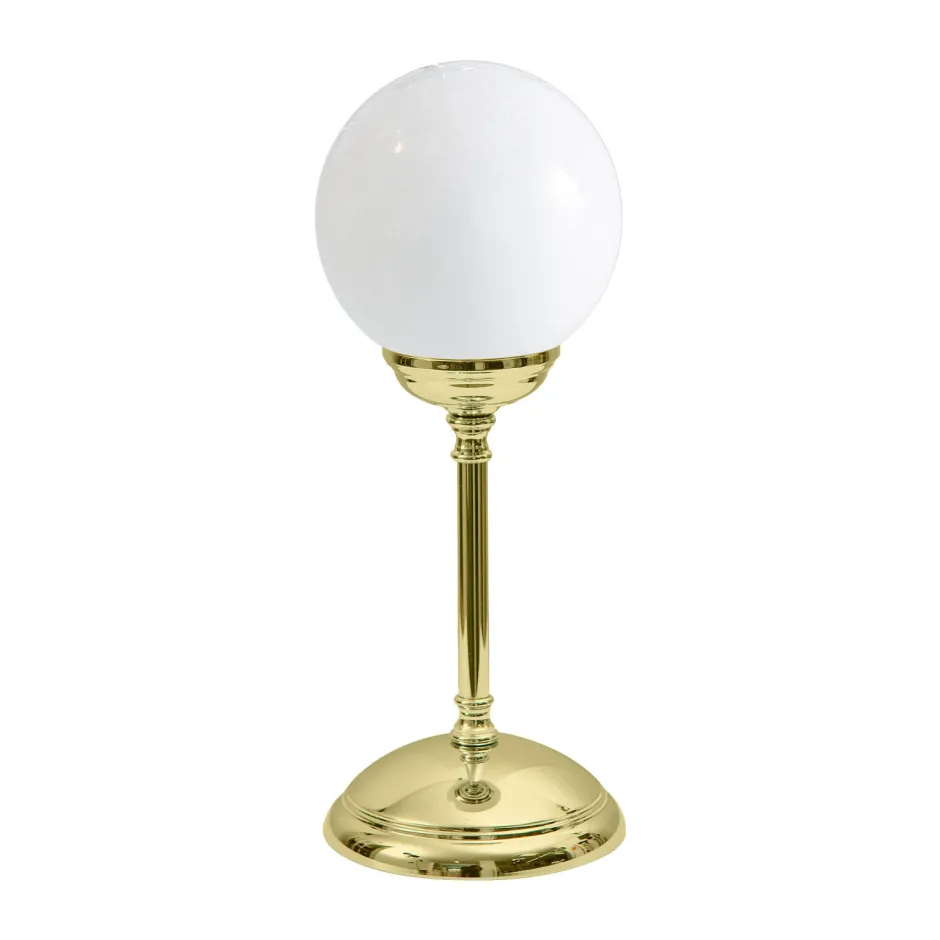 Giovanni Battista Tischlampe Messing Glas H: 31 cm Kugel Schirm E14< Tischlampen|Badezimmer Lampe