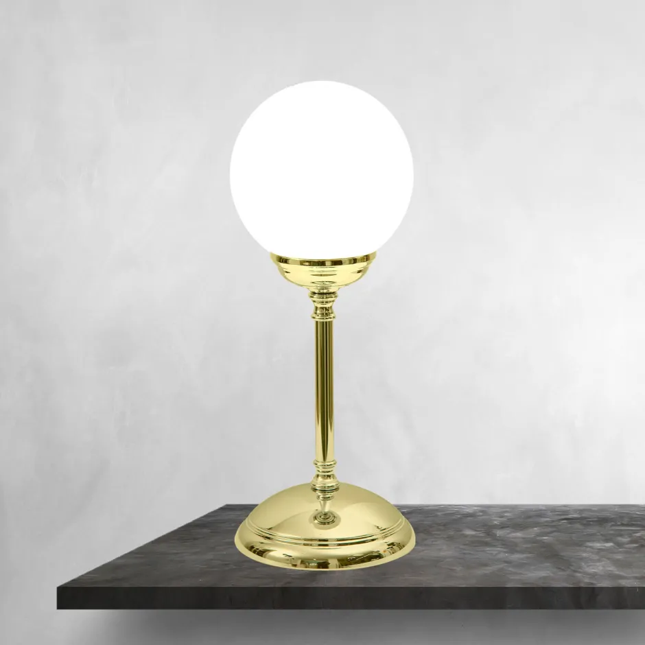 Giovanni Battista Tischlampe Messing Glas H: 31 cm Kugel Schirm E14< Tischlampen|Badezimmer Lampe