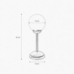 Giovanni Battista Tischlampe Messing Glas H: 31 cm Kugel Schirm E14< Tischlampen|Badezimmer Lampe