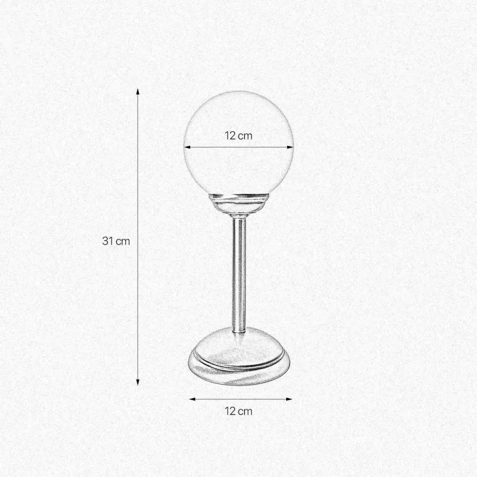 Giovanni Battista Tischlampe Messing Glas H: 31 cm Kugel Schirm E14< Tischlampen|Badezimmer Lampe