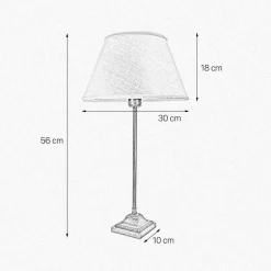 Giovanni Battista Tischlampe Messing Stoff 56 cm in Bronze Antik Weiß E27< Tischlampen|Schlafzimmer Lampen