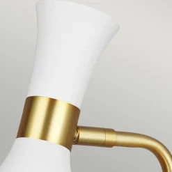 Tischlampen|Bürolampen*Elstead Tischlampe Metall 63,5 cm in Messing Weiß E27 Retro