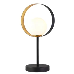 Searchlight Tischlampe Metall Glas 36 cm hoch G9 Schwarz Weiß Gold< Schlafzimmer Lampen|Glaslampen