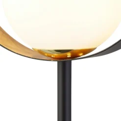 Searchlight Tischlampe Metall Glas 36 cm hoch G9 Schwarz Weiß Gold< Schlafzimmer Lampen|Glaslampen