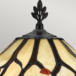 Wohnzimmerlampen|Rustikale Lampen*Elstead Tischlampe Metall Glas 62,9 cm Tiffany Stil 2x E27 Handarbeit