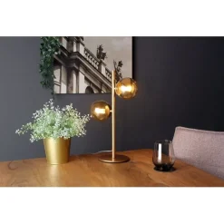 Eco-Light Tischlampe Metall Glas 23 cm Retro in Messing< Wohnzimmerlampen|Glaslampen