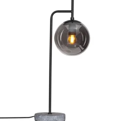 Wohnzimmerlampen|Metall Lampen*By Rydéns Tischlampe Metall Rauchglas 60 cm Schwarz Grau E27