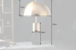 Metall Lampen|Retro Lampen*Invicta Interior Tischlampe Metall Schwarz Gold Leselicht E27 52 cm hoch