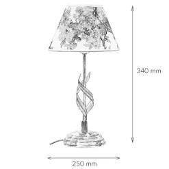 Nachttischlampen|Stofflampen*Lamkur Tischlampe Metall Shabby Weiß Stoff rund Landhaus