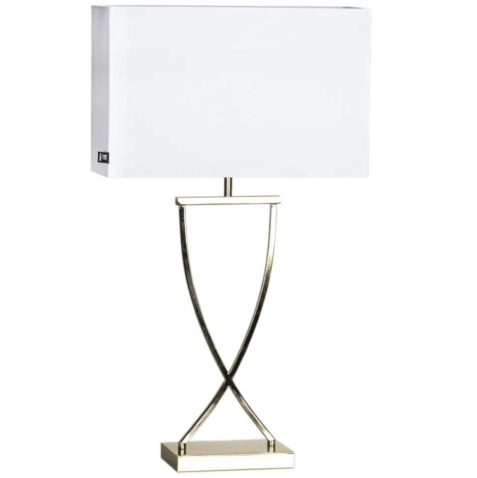 By Rydéns Tischlampe Metall Stoff 69 cm hoch in Messing Weiß E27< Wohnzimmerlampen|Schlafzimmer Lampen