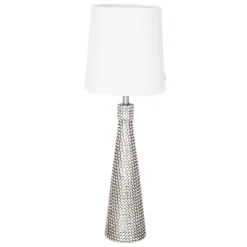 Wohnzimmerlampen|Schlafzimmer Lampen*By Rydéns Tischlampe Metall Stoff 54 cm hoch Modern E27 in Silber Weiß