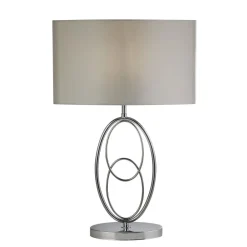 Searchlight Tischlampe Metall Stoff 53 cm in Chrom Silber E27< Wohnzimmerlampen|Stofflampen