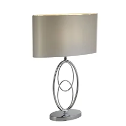 Searchlight Tischlampe Metall Stoff 53 cm in Chrom Silber E27< Wohnzimmerlampen|Stofflampen