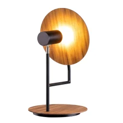 Wohnzimmerlampen|Schlafzimmer Lampen*Elstead Tischlampe Metall Teakholz Furnier 46 cm hoch Modern