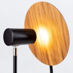 Wohnzimmerlampen|Schlafzimmer Lampen*Elstead Tischlampe Metall Teakholz Furnier 46 cm hoch Modern