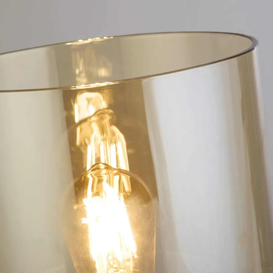 Wohnzimmerlampen|Metall Lampen*Searchlight Tischlampe mit Schalter Mokka Bernstein 25,5 cm E27