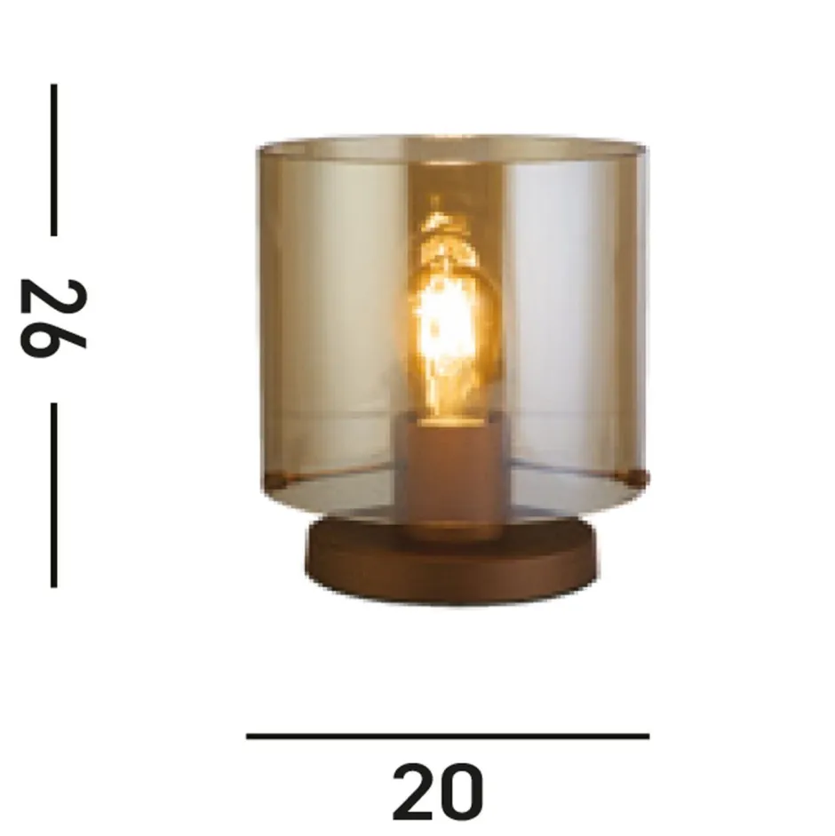 Wohnzimmerlampen|Metall Lampen*Searchlight Tischlampe mit Schalter Mokka Bernstein 25,5 cm E27