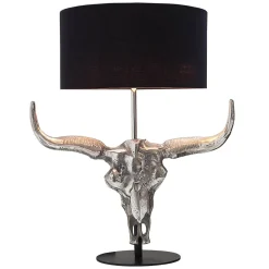 Invicta Interior Tischlampe Modern Design Stierkopf Silber Schwarz< Tischlampen|Schlafzimmer Lampen