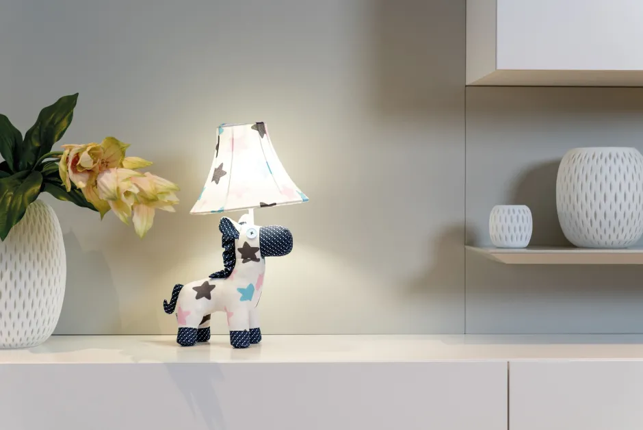 Kinderzimmerlampen|Kinderlampen*Happy Lamps Tischlampe Pferd Weiß Rosa Blau 47cm Kinder Erwachsene
