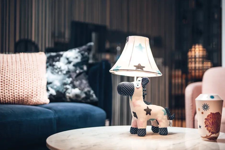 Kinderzimmerlampen|Kinderlampen*Happy Lamps Tischlampe Pferd Weiß Rosa Blau 47cm Kinder Erwachsene