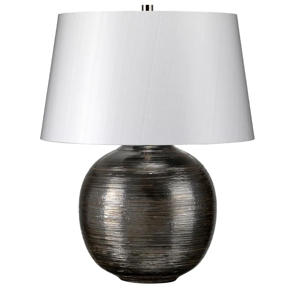 Elstead Tischlampe Porzellan in Silber rund 55cm Klassisch< Tischlampen|Schlafzimmer Lampen