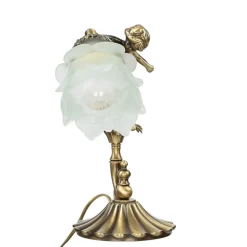 Giovanni Battista Tischlampe Putti aus Echt-Messing Antik Premium< Wohnzimmerlampen|Glaslampen