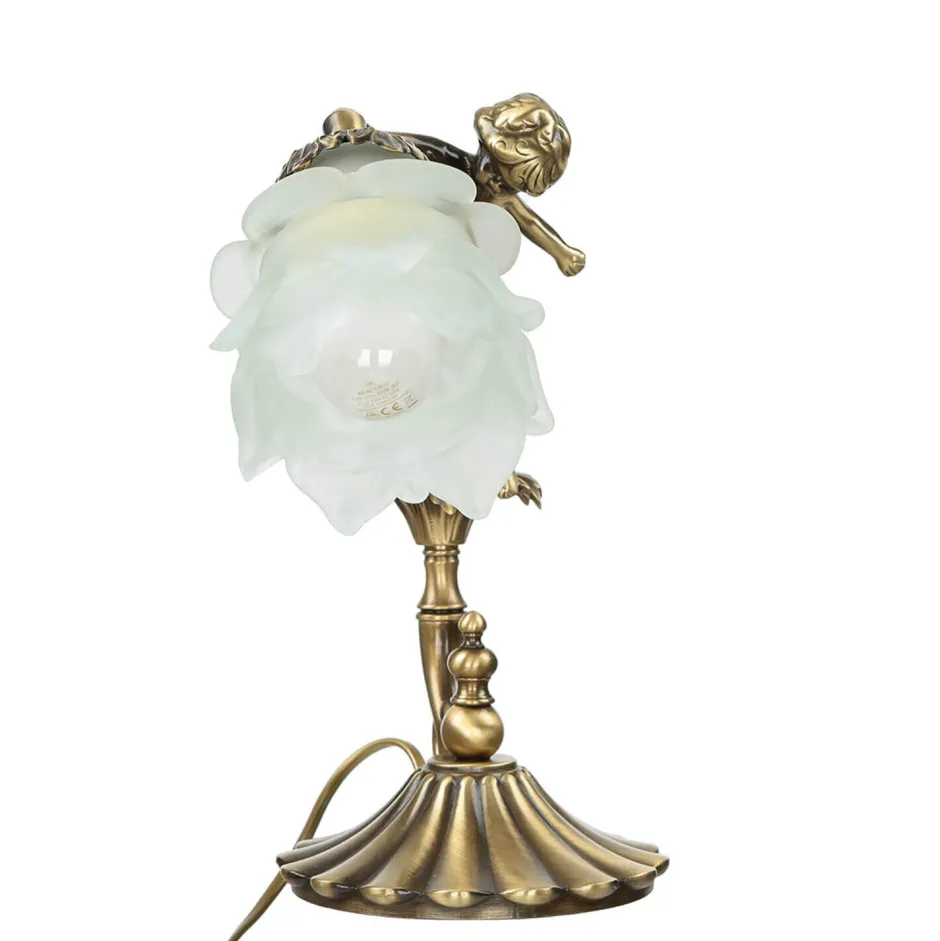 Giovanni Battista Tischlampe Putti aus Echt-Messing Antik Premium< Wohnzimmerlampen|Glaslampen