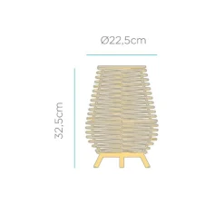 Wohnzimmerlampen|Metall Lampen*Newgarden Tischlampe Rattan E27 H: 32,5 cm Dreibein Boho TOKI