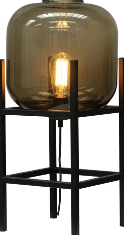 Tischlampen|Glaslampen*Masterlight Tischlampe Rauchglas Metall 57 cm hoch E27 Schwarz