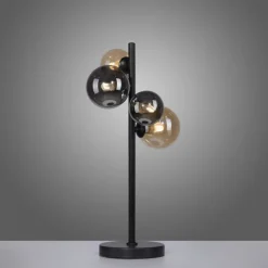 Paul Neuhaus Tischlampe Rauchgrau Bernstein 48 cm G9 3000 K Glas< Wohnzimmerlampen|Schlafzimmer Lampen