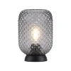 Just Light Tischlampe Rauchgrau Schwarz Glas Metall 22,5 cm E27< Wohnzimmerlampen|Schlafzimmer Lampen