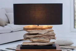 Tischlampen|Schlafzimmer Lampen*Invicta Interior Tischlampe RIVER Treibholz Leinen Handarbeit Unikat