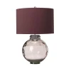 Tischlampen|Schlafzimmer Lampen*Elstead Tischlampe Rot Grau E27 55,5 cm Glas Stoff Klassisch