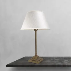 Tischlampen|Schlafzimmer Lampen*Giovanni Battista Tischlampe Rustikal 43,5 cm Messing Stoff E14 ELENA