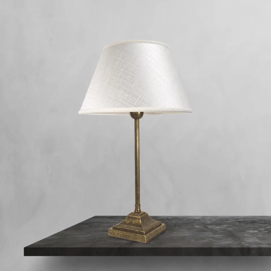 Tischlampen|Schlafzimmer Lampen*Giovanni Battista Tischlampe Rustikal 43,5 cm Messing Stoff E14 ELENA