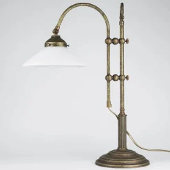 Giovanni Battista Tischlampe Schreibtisch aus Messing Glas 49 cm E14 in Antik< Tischlampen|Bürolampen
